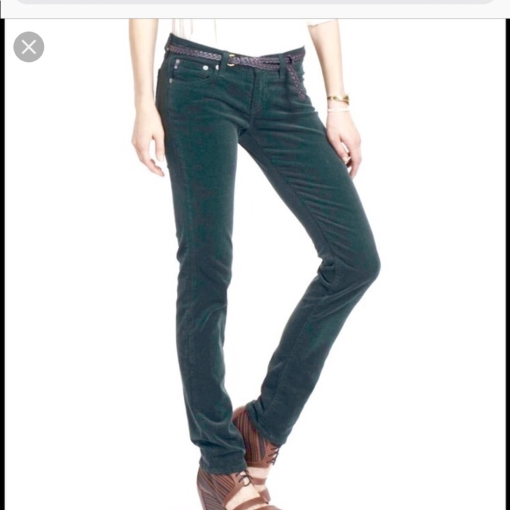 Ag Adriano Goldschmied Deep Green Straight-Leg Corduroy Pants